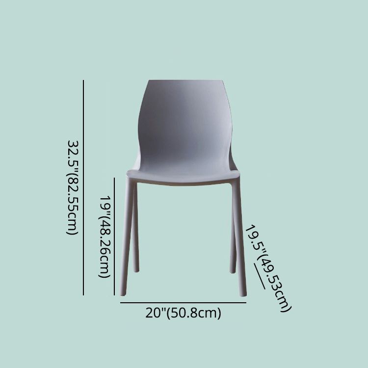Contemporary Plastic Dining Side Chair Stackable Side Chair Set for Dining Room