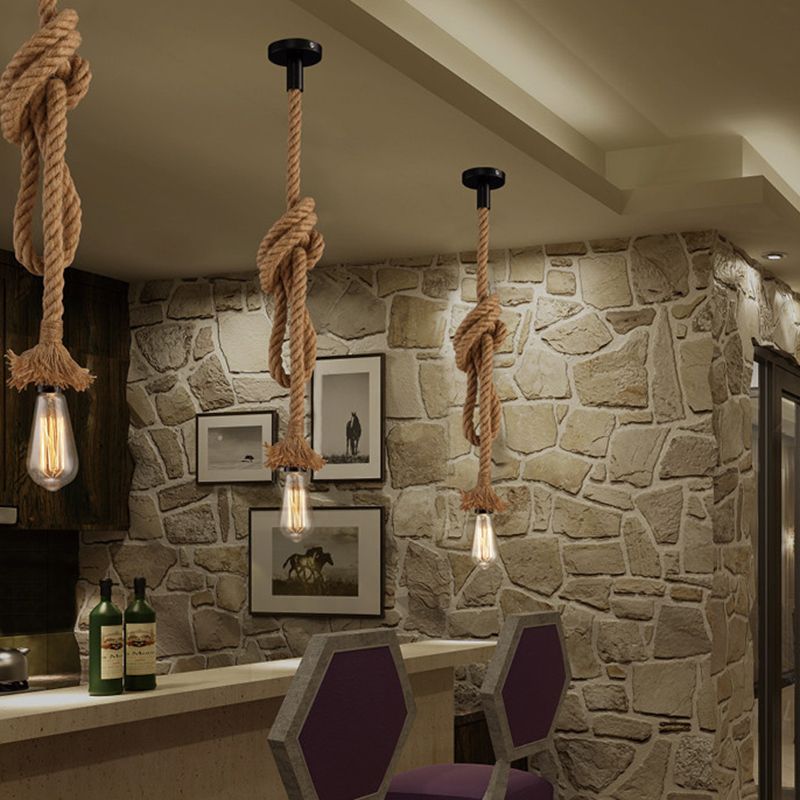 Rope Pendant Lighting Fixtures Industrial Multi Light Hanging Ceiling Lights
