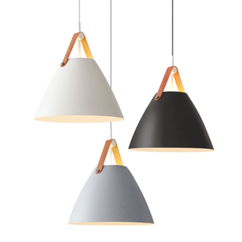 Apparecchio conico a ciondolo a ciondolo lampada a sospensione in metallo minimalista per sala da pranzo