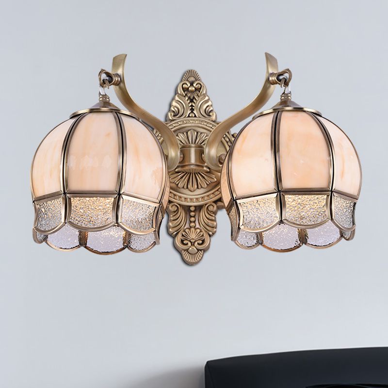 Globe Dining Room Sconce Light Traditionalism Metal 2-Bulb Brass Wall Light Fixture