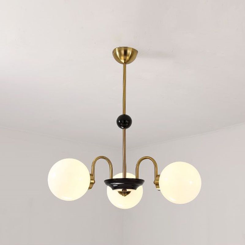 Vintage Simplicity Round Ceiling Chandelier Milk Glass Hanging Light for Living Room