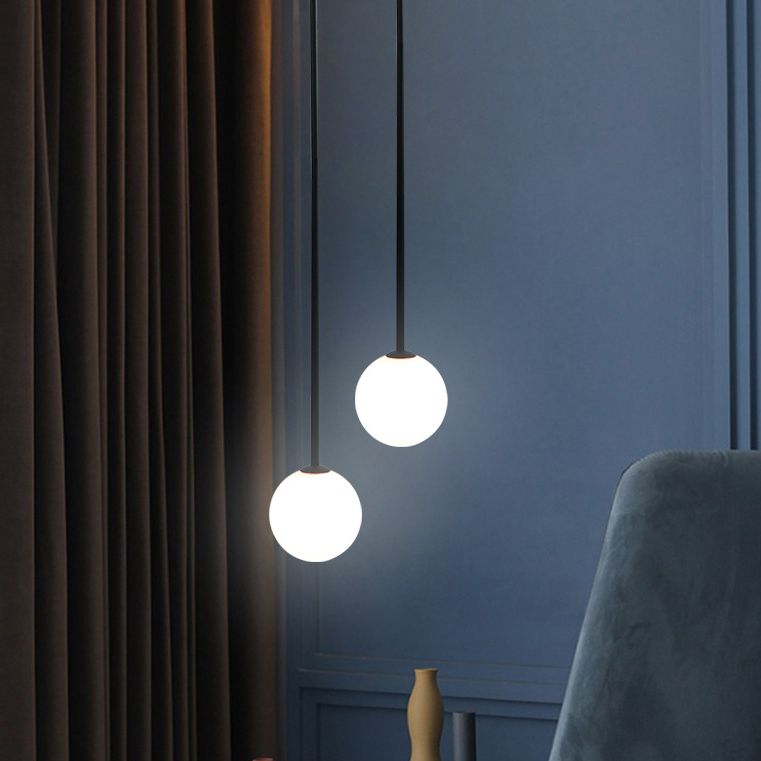 Minimalism Pendant Lighting Fixture Black Globe Hanging Pendant Light with Glass Shade