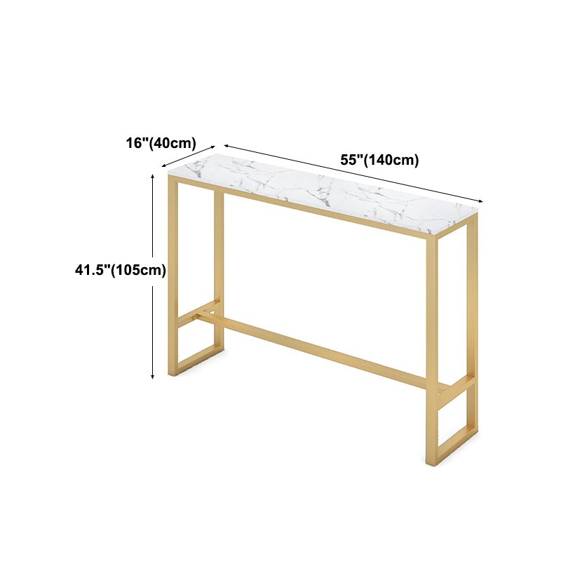 Glam Style Gold 41.3"H Bar Table Marble White Rectangle Top Bistro Table for Living Room
