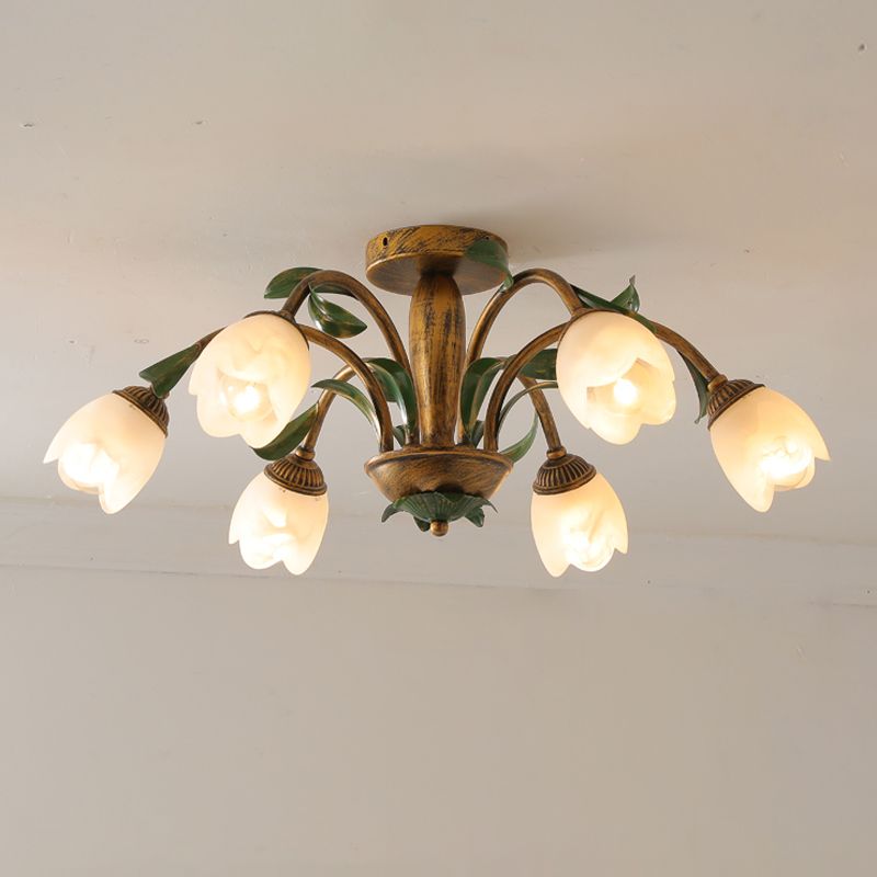 Simple Style Flush Mount Ceiling Light Fixtures Modern Ceiling Lamp with Glass Shade