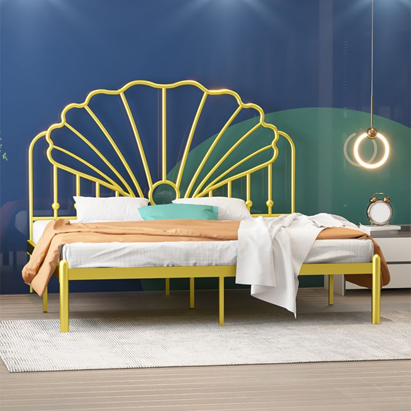 Iron Bed Frame, Wire-Grid Bed Frame in Solid Color with Metal Legs