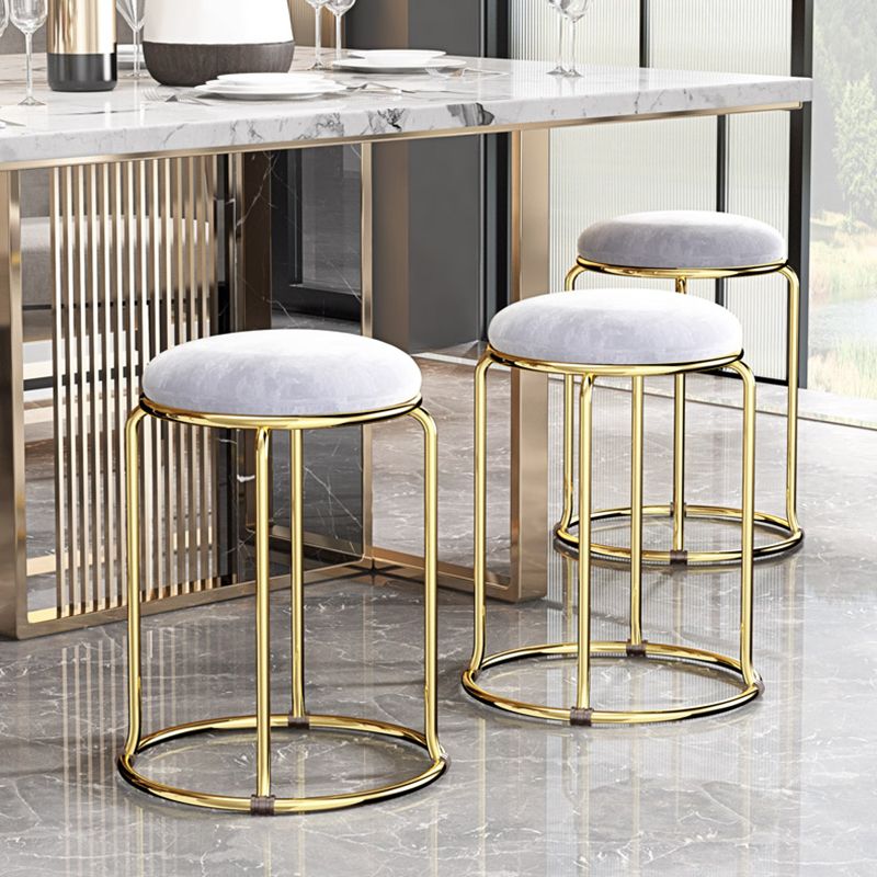 Faux Leather Mildew Resistant Ottoman Round Glam Solid Standard Ottoman