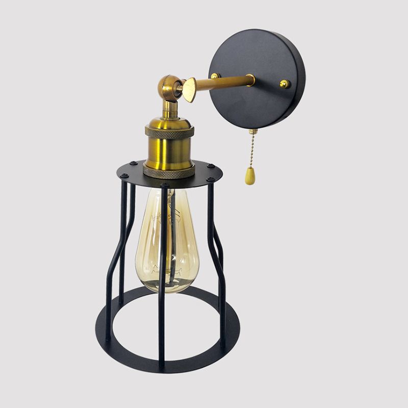 Industrial Unique Shape Wall Mount Light Fixture Metal Sconce Lamp in Black