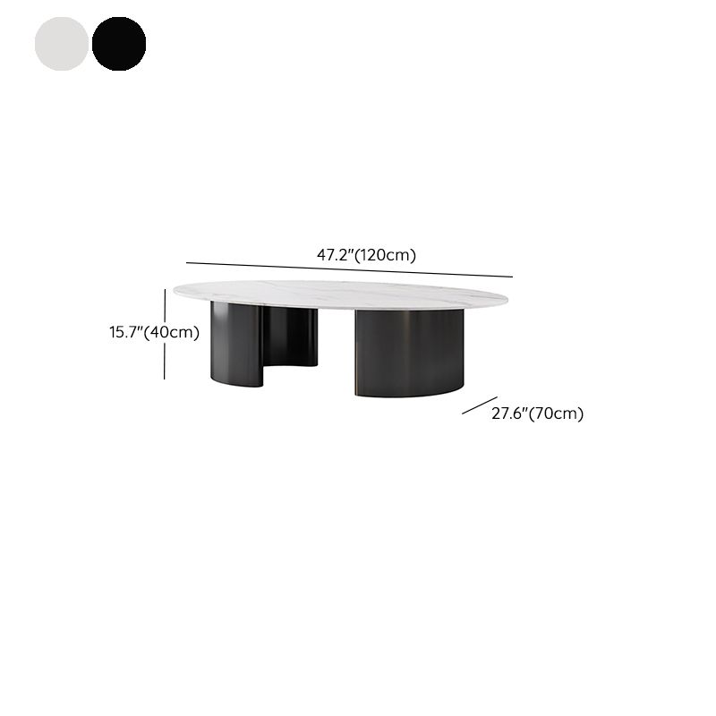 15"H Glam Coffee Table Slate Oval Single Coffee Cocktail Table