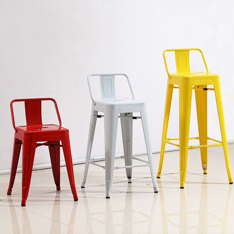 Industrial Iron Low Back Barstool Simple Indoor Tall Stool with Square Seat