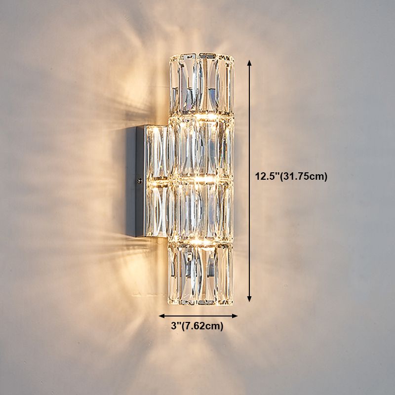Postmodern Crystal Wall Light Cylinder Multi Light Wall Sconce for Living Room