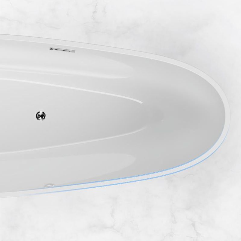 Modern Acrylic Bathtub Freestanding Soaking Bathtub with Drain Bathtub and Overflow Hole