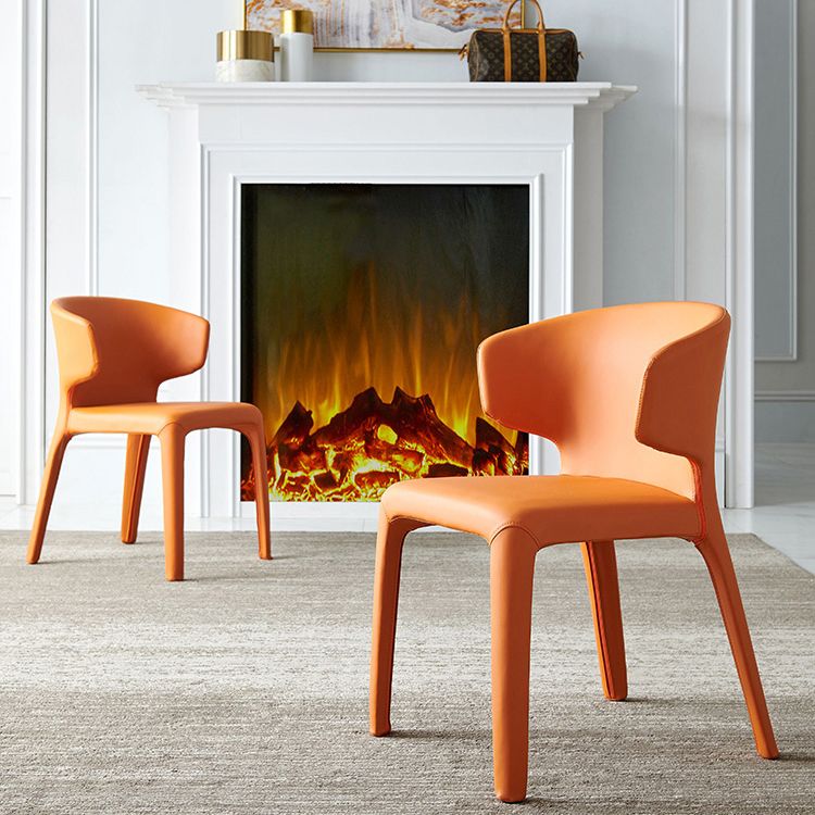 Matte Finish Solid Back Chair for Dining Room Faux Leather Contemporary Dining Chair