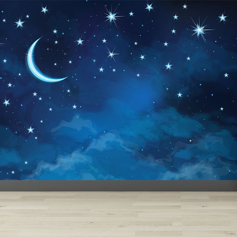 Stain Resistant Starry Night Mural Non-Woven Texture Modern Wall Decor for Girls Room