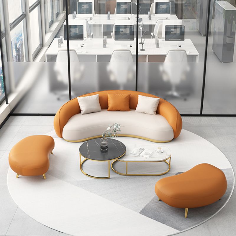 Contemporary Solid Color Sloped Arm Curved Sofa for Living Room