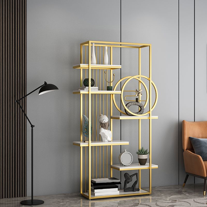 Glam Metal Shelf Bookcase Open Back Bookcase for Home Office