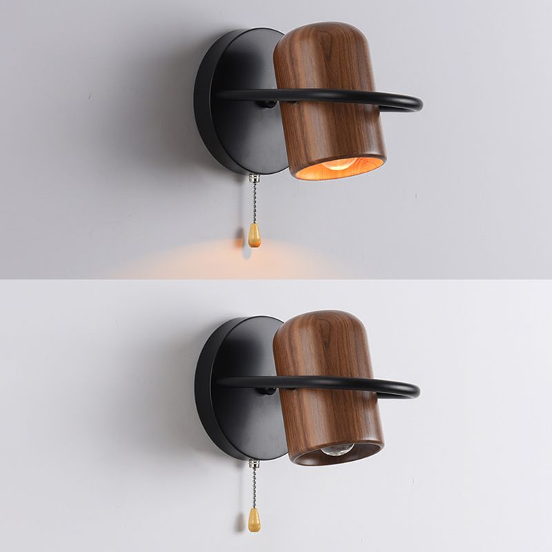 Modern Wood Reading Wall Mount Lamp Bedroom Wall Lighting Fixture with 1 Spotlight