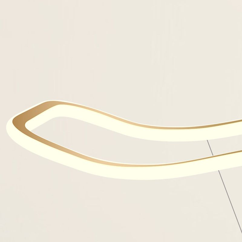 Nordic Modern Metal Chandelier Lamp Linear Gold Island Pendant for Dining Room