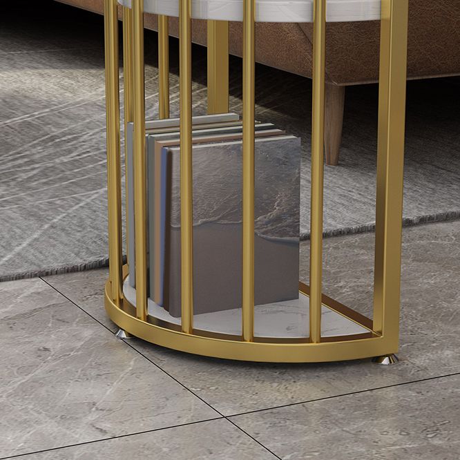 1/3 Pieces Glam Iron Bar Table Set White Faux Marble Top Bistro Set with Shelf