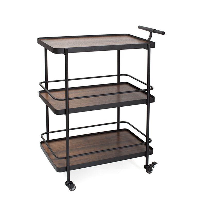 Modern 35.43"H Rolling Kitchen Cart Metal Rectangular Kitchen Island Cart