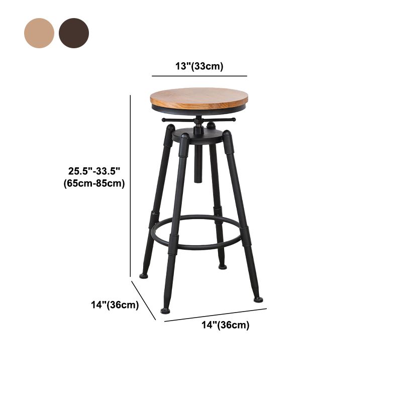 Industrial Bar and Counter Stool Adjustable Height Stool with 4 Black Legs