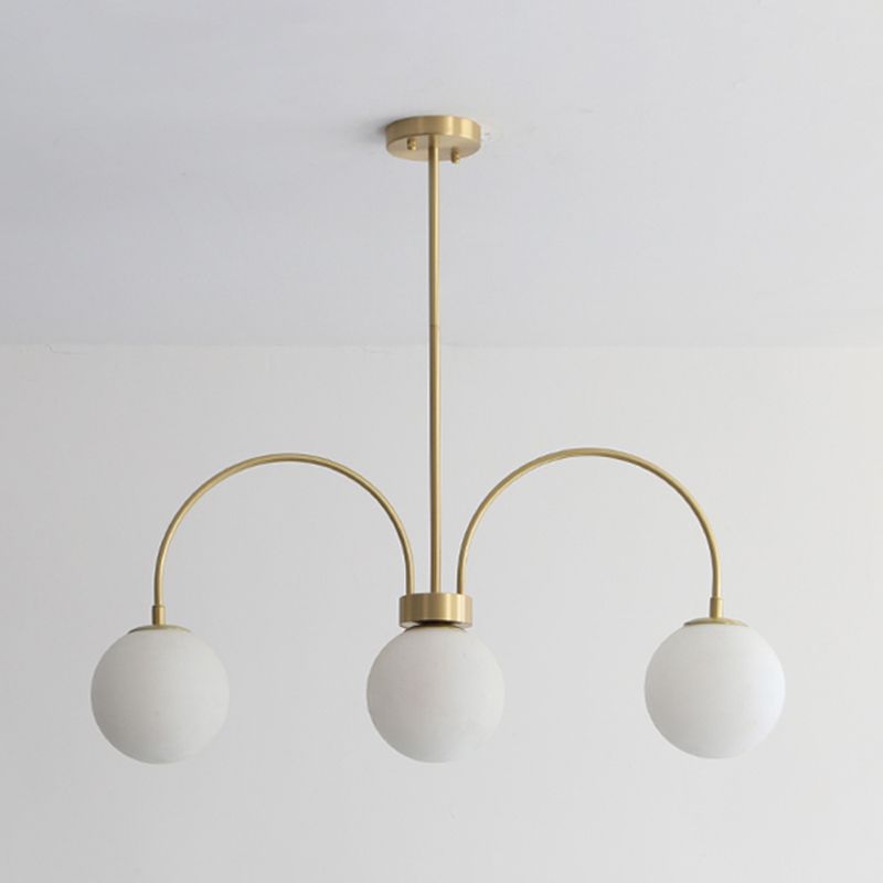 Luz de lámparas de lámpara de cobre modernas Luces colgantes de suspensión de 3 luces para sala de estar