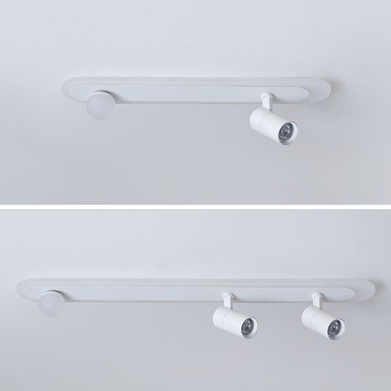 Witte lineaire LED-railverlichtingsarmaturen Moderne aluminium plafondlamp met 2 spots