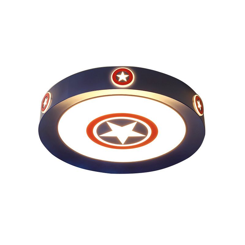 Acrylic Round Ceiling Light Kids 16"/19.5" W LED Blue Flush Mount Light in Warm/White/3 Color Light for Bedroom