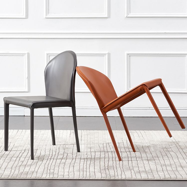 Modern Style Leather Armless Dining Chairs Metal Dining Chair for Home Use