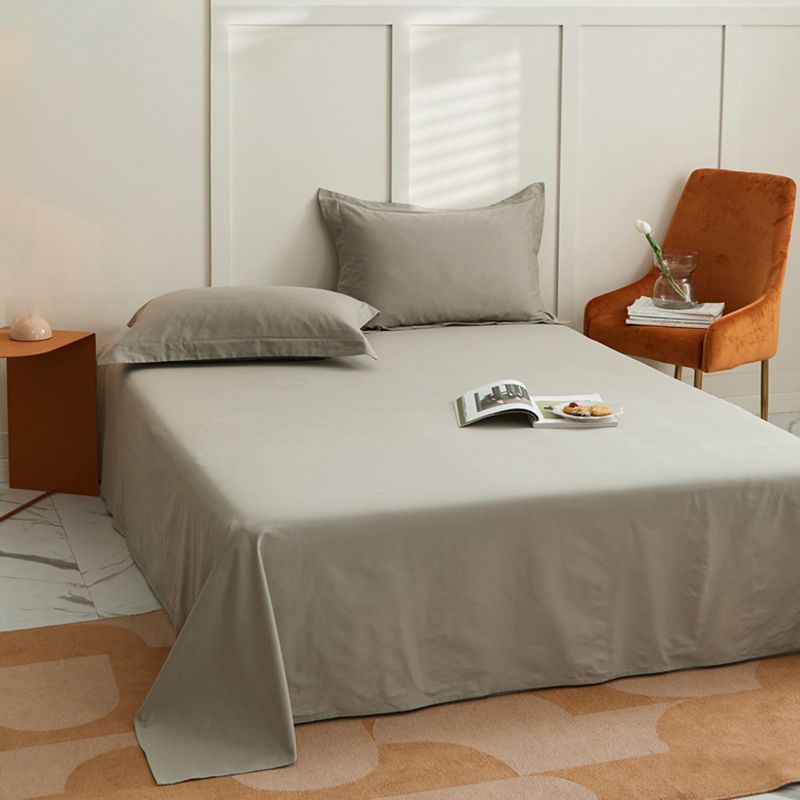 Bed Sheet Pure Color Soft Cotton Breathable 1-Piece Fitted Sheet