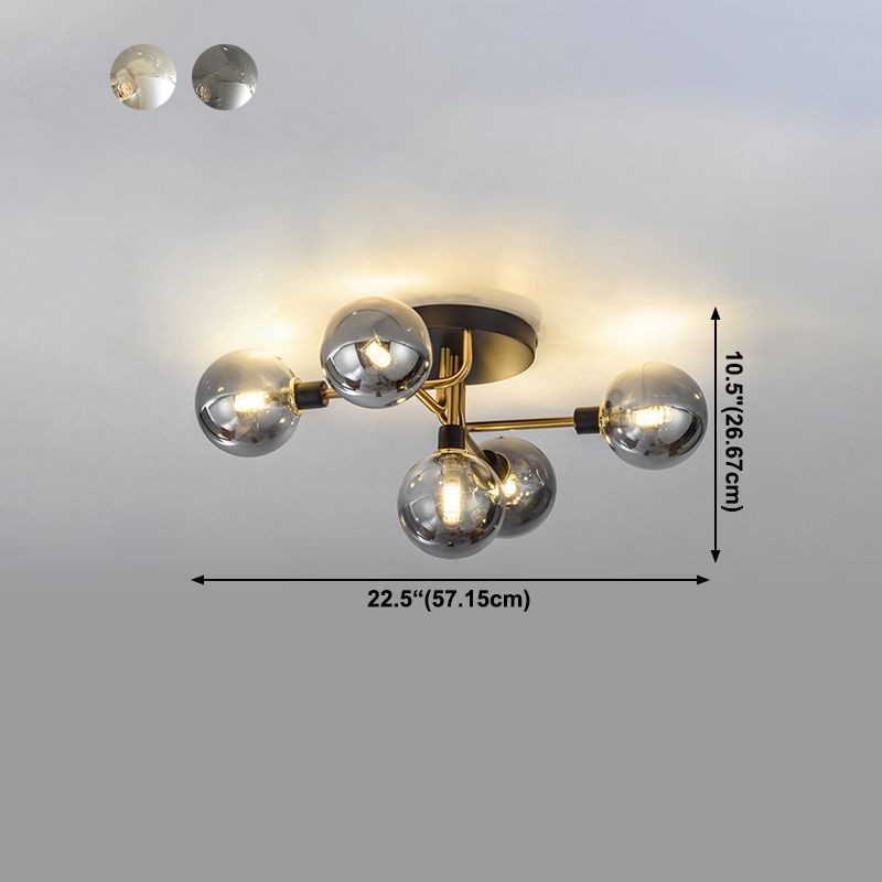 Lámpara de techo semi empotrada de estilo minimalista con iluminación de montaje en techo de vidrio redondo