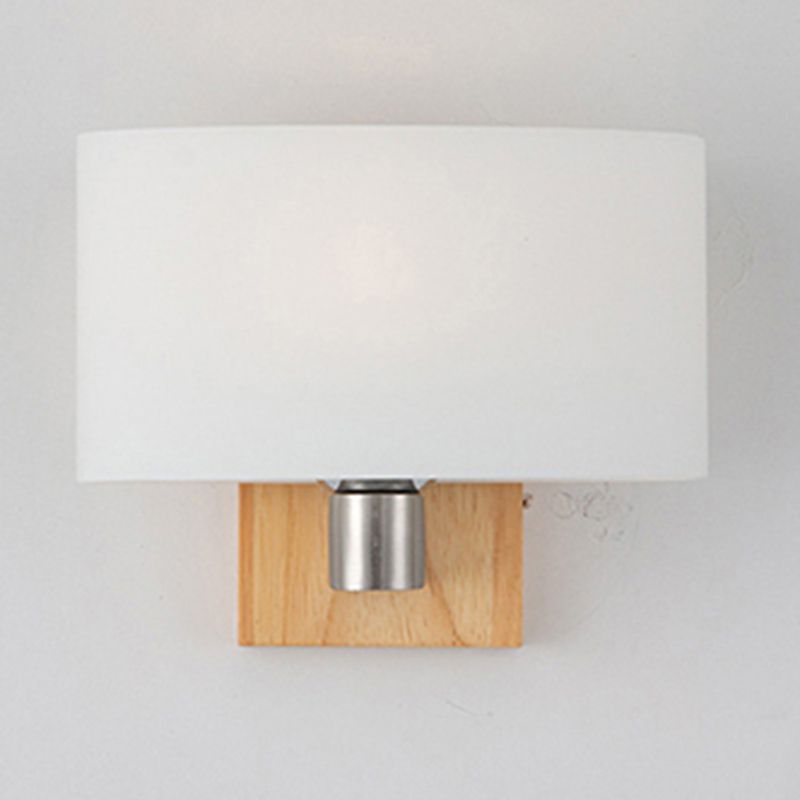 Lámpara de pared rectangular de madera en simplicidad moderna Luz de pared de hierro forjado con sombra de vidrio blanco
