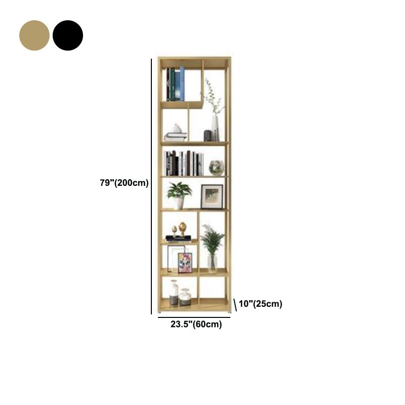 Open Back Bookshelf Scandinavian Home Office Bookcase with Metal Shelves