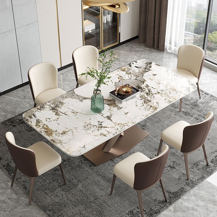 Glam Kitchen Eettafel van gesinterde steen Grijze rechthoekige eettafel met voetstuk