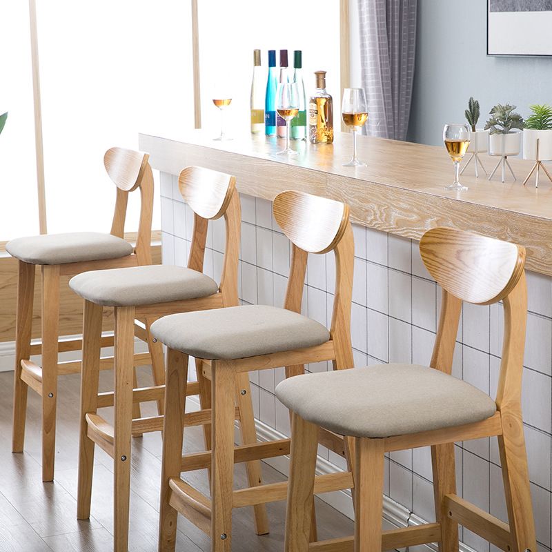 Scandinavian Oak Wood Home Stool Matte Finish Upholstered Bar Stools