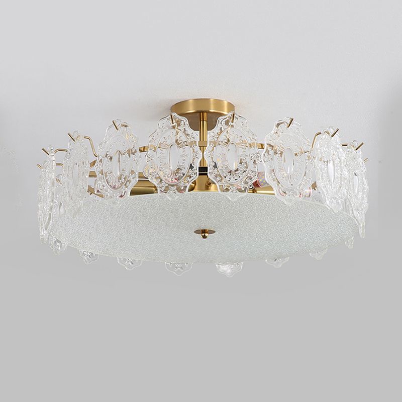 Contemporary Ceiling Lamp Household Glass Shade Flush Mount Light Fixture