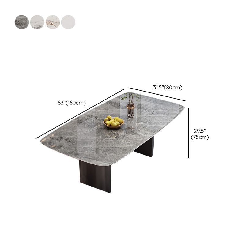 Simplicity Style Dinette Table Rectangle Stone Dining Room Table for Kitchen