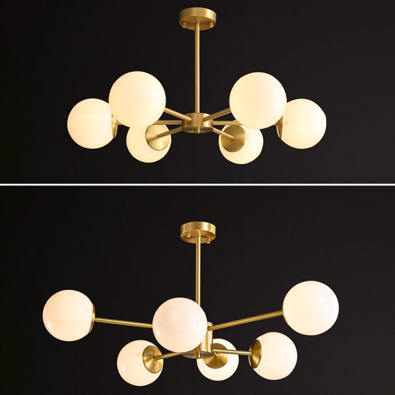 Lámpara de lámpara de lámpara de globo de vidrio accesorio de iluminación de araña minimalista en blanco