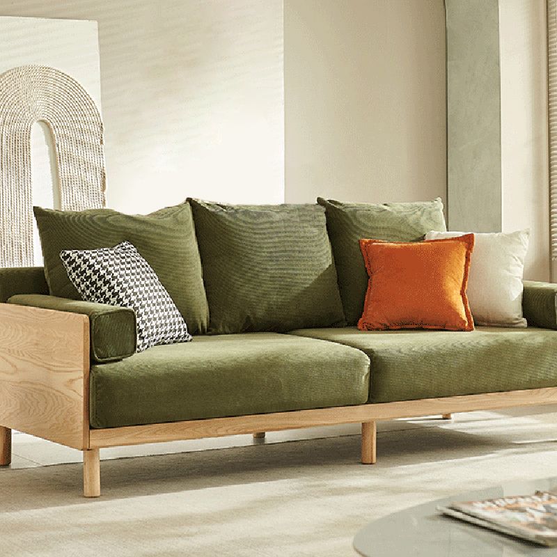 Stationary Slipcovered 3-seater Square Arm Pillows Modern Sofa