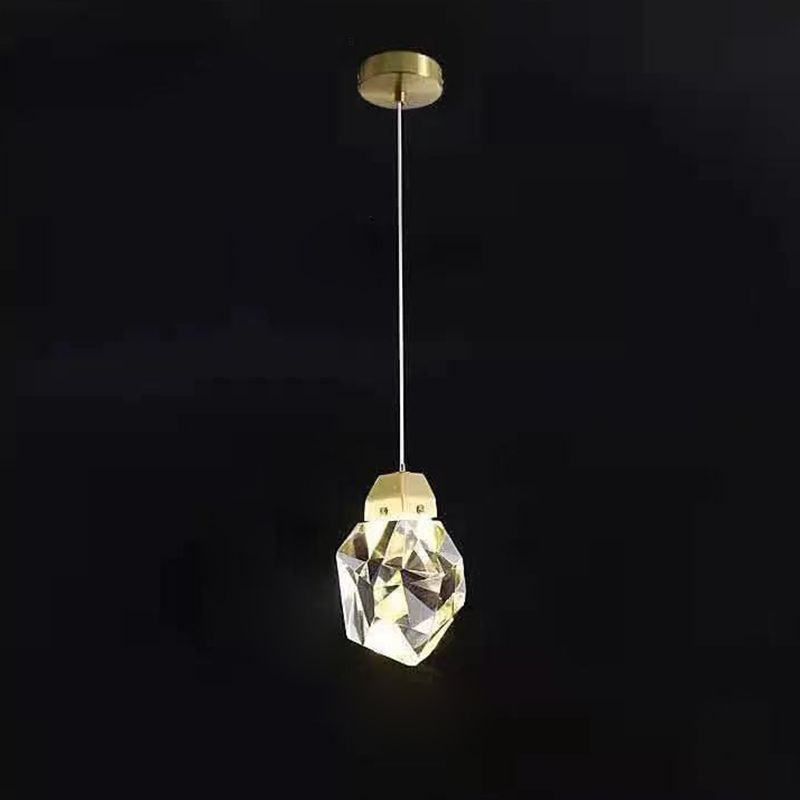 Lámpara de múltiples colgantes geométricos luces colgantes de cristal de estilo de lujo modernos en acabado dorado para sala de estar