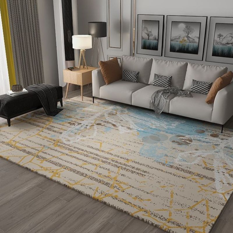 Green Graphic Rug Polyester Casual Indoor Rug Washable Rug for Living Room