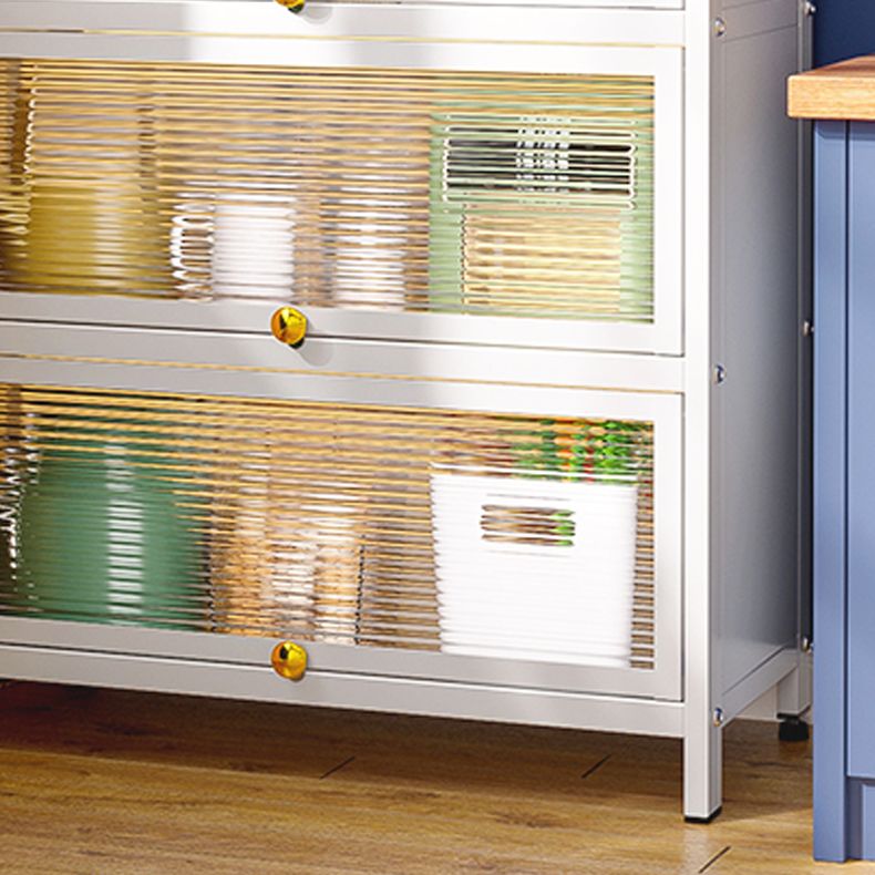 White Metal Buffet Server Modern Dining Server for Dining Room