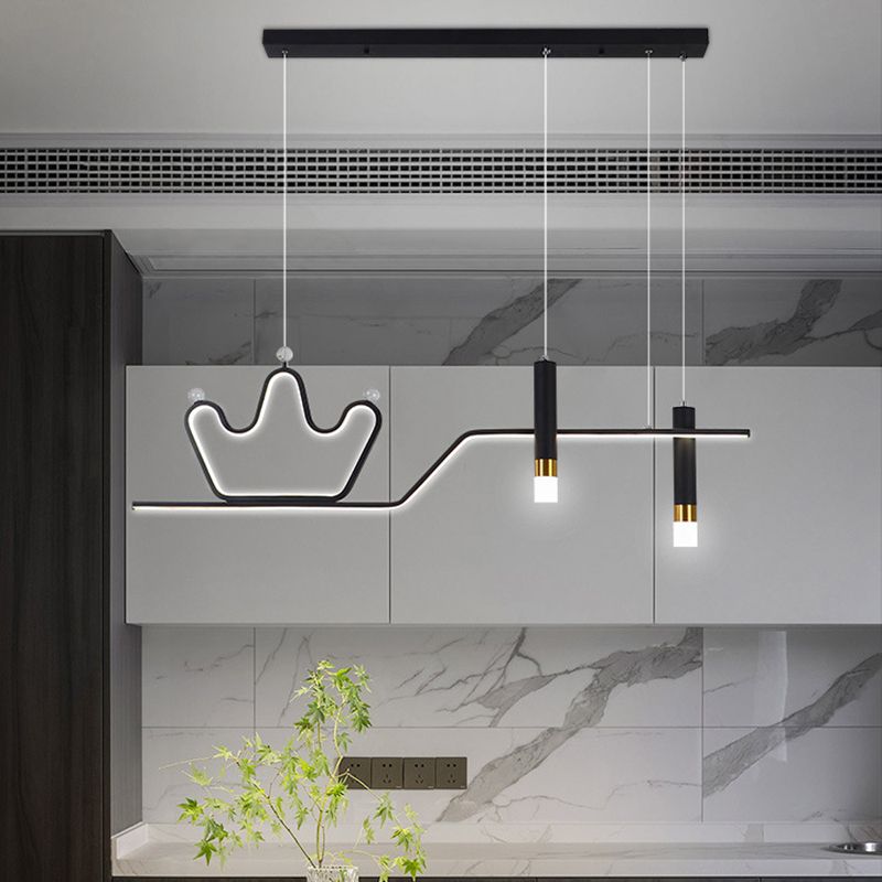 Modern 4-Light Black/Golden Ceiling Light Metal Kitchen Island Lighting for Dining Room
