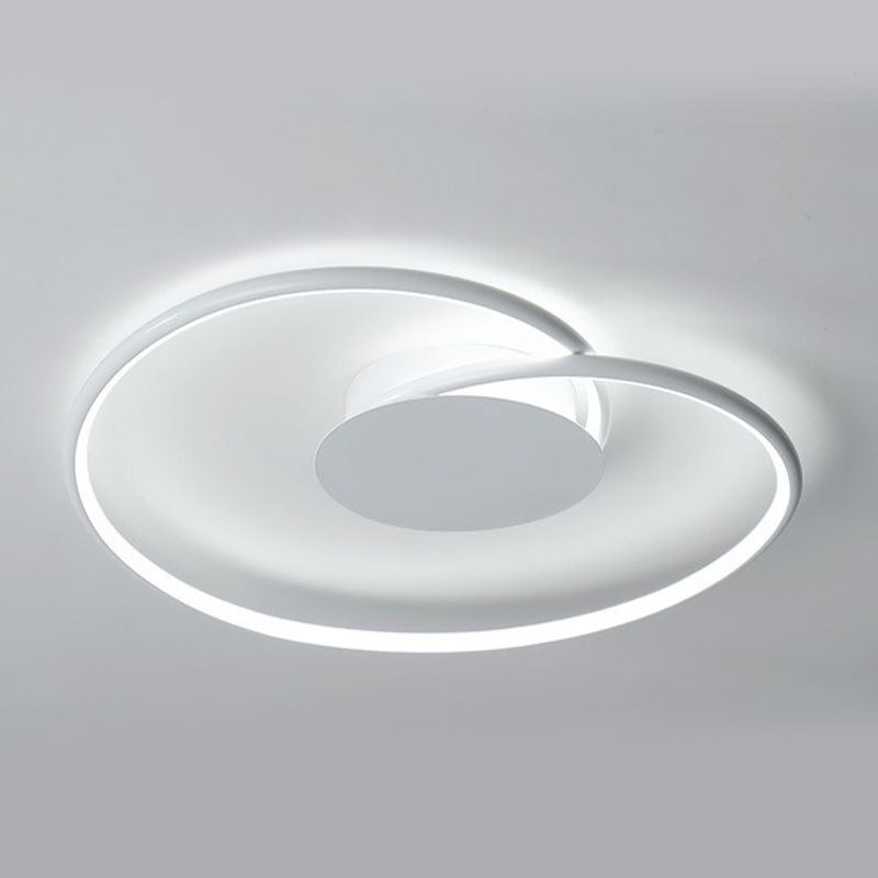 Metal Geometric Flush Light Simple 1 Light Flush Lighting in White