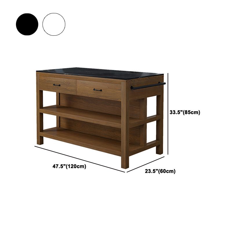 Contemporary Stationary Kitchen Island Set Wood Kitchen Island Set for Home Use