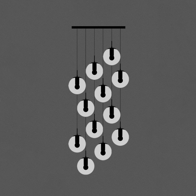 Black Globe Pendelleuchte einfache Cremeglas Multiple hängende Licht für Treppen