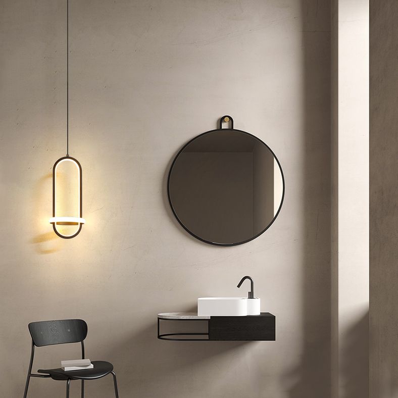 Led-in-stijl LED-hangende hanglamp geometrische hangende lamp met metalen schaduw