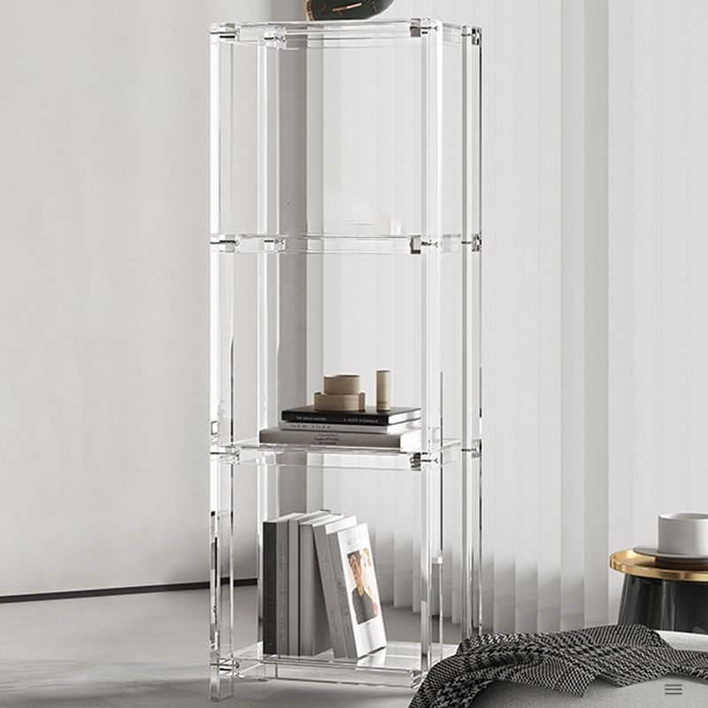 Contemporary Open Back Standard Bookshelf Acrylic Bookcase with Shelves