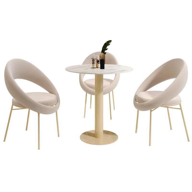 Round Dining Set for Kitchen 1/2/4/5 Pcs Glossy White Dinette Table Set