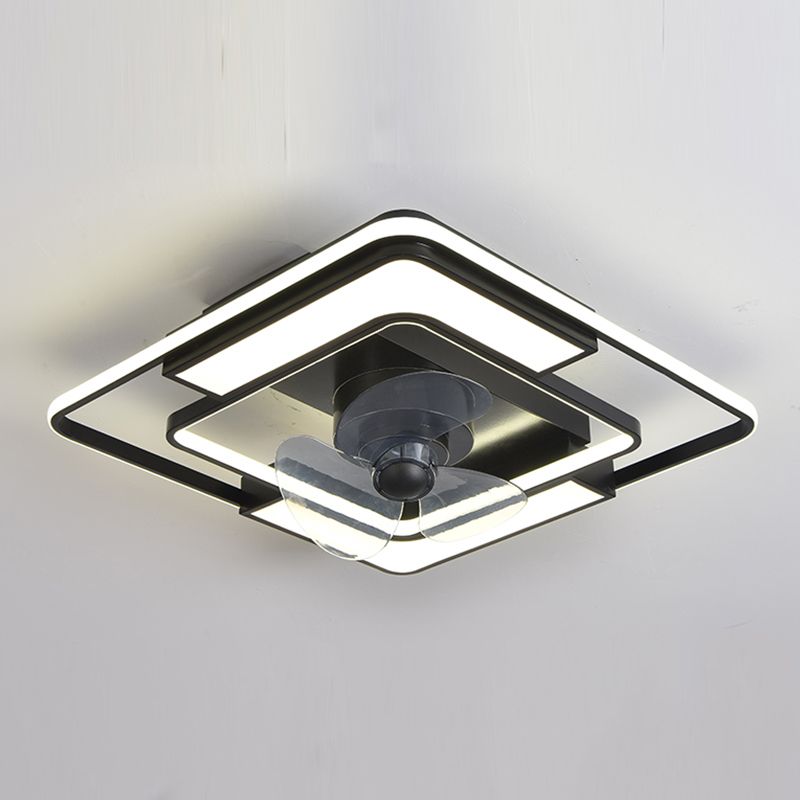 Lámpara de ventilador LED geométrico moderno de 360 grados de semi flush de montaje de montaje con rubor