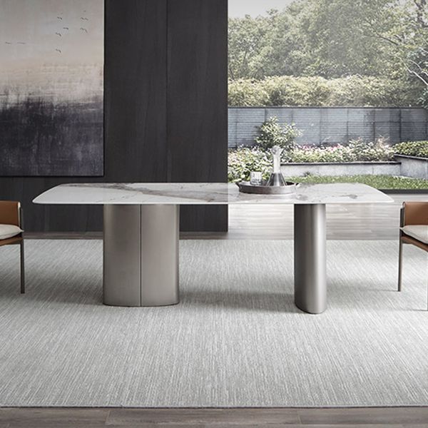 Metaal traditionele luxe rechthoek binnen tafel gesinterde stenen tafel voor eetkamer en keuken